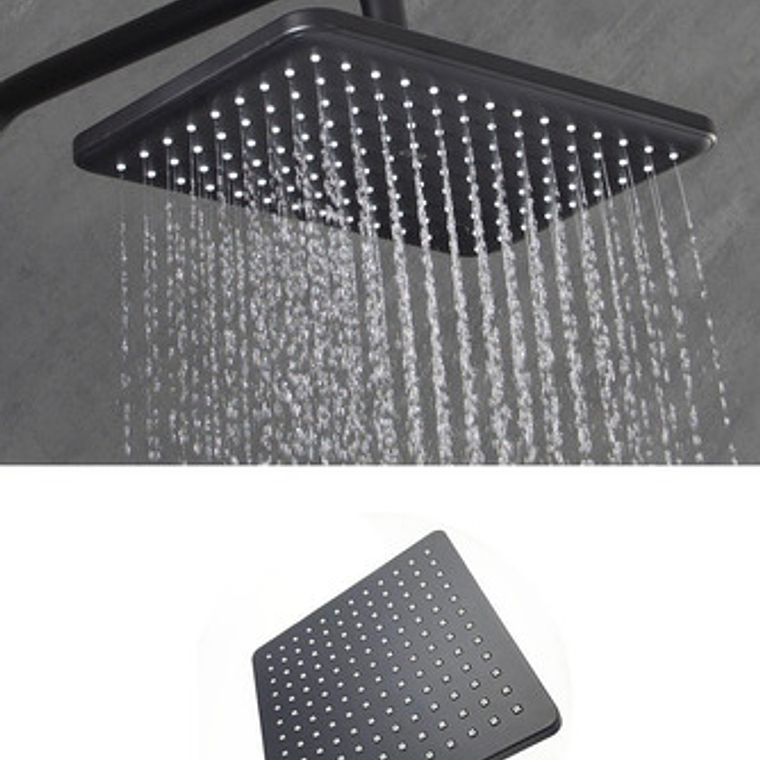 Regadera Ducha Rectangular Negro Mate Incluye Tubo Cuadrado 8