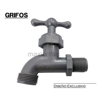Llave Jardín O Lavadero Maxigrifos Plástica Gris