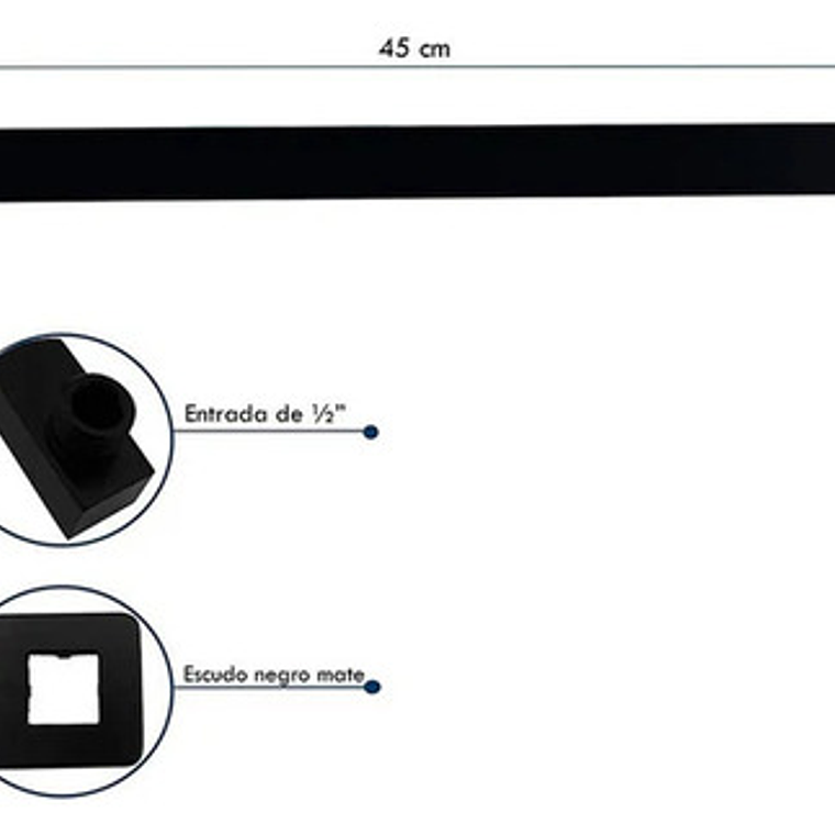 Tubo Extensión Para Ducha Cuadrado Negro Longitud 40cm 2