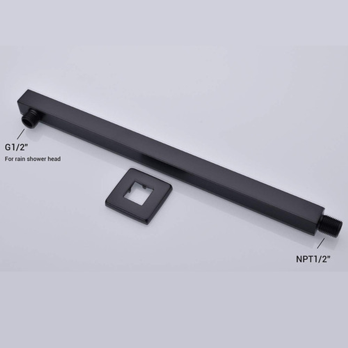 Tubo Extensión Para Ducha Cuadrado Negro Longitud 40cm 5