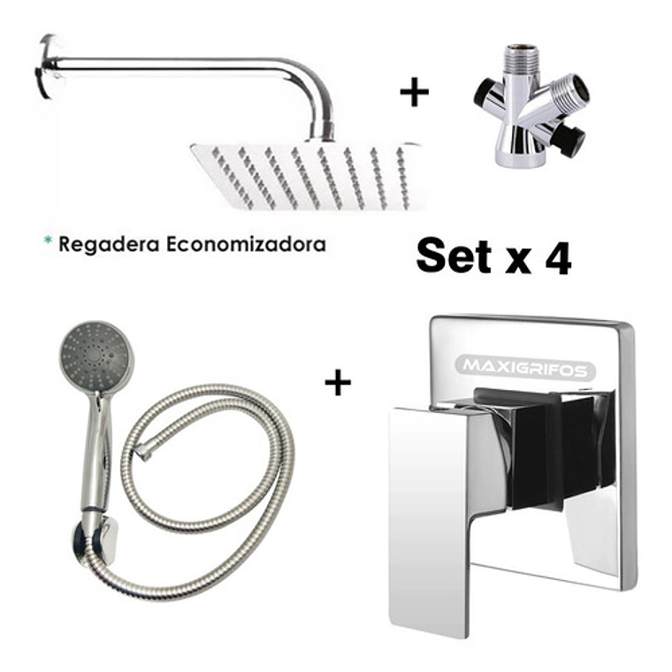 Regadera Metálica 30x30+mezclador Ducha+desviador+teleducha 1