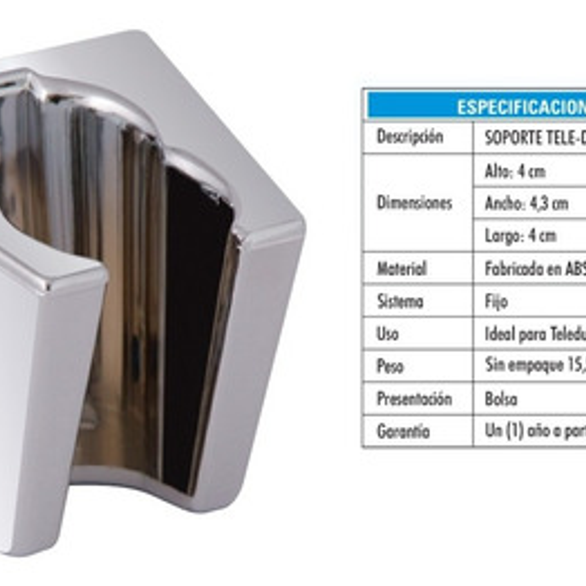Soporte Para Teleducha Cromado Con Chazos De Instalación 5