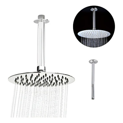 Regadera Ducha Metálica 20x20 Redonda Incluye Tubo De Techo