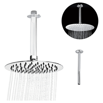 Regadera Ducha Metálica 20x20 Redonda Incluye Tubo De Techo