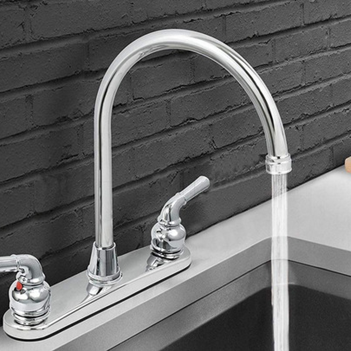 Griferia Llave Lavaplatos 8  + Sifón, Canastilla, Acoples 2