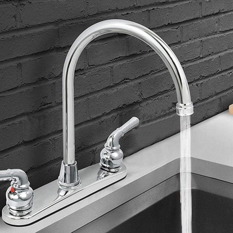 Griferia Llave Lavaplatos 8  + Sifón, Canastilla, Acoples 2