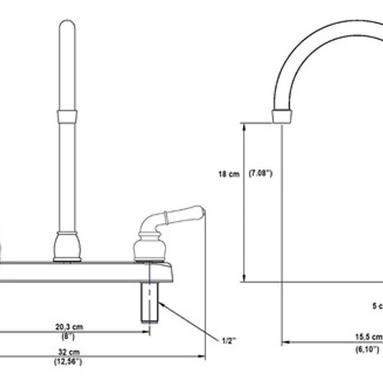 Griferia Llave Lavaplatos 8  + Sifón, Canastilla, Acoples 6