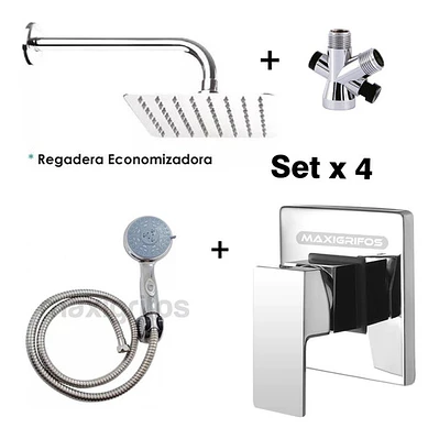 Regadera Metálica 20x20+mezclador Ducha+desviador+teleducha