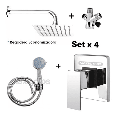 Regadera Metálica 20x20+mezclador Ducha+desviador+teleducha