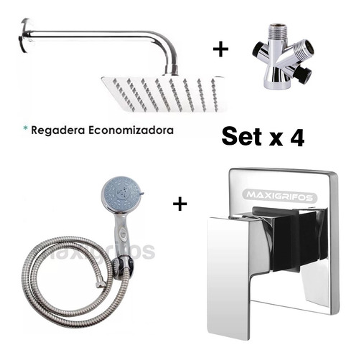 Regadera Metálica 15x15+mezclador Ducha+desviador+teleducha 1