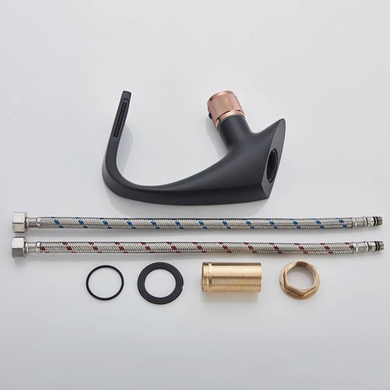 Llave Para Lavamanos Agua Fría Y Caliente Incluye Mangueras  3