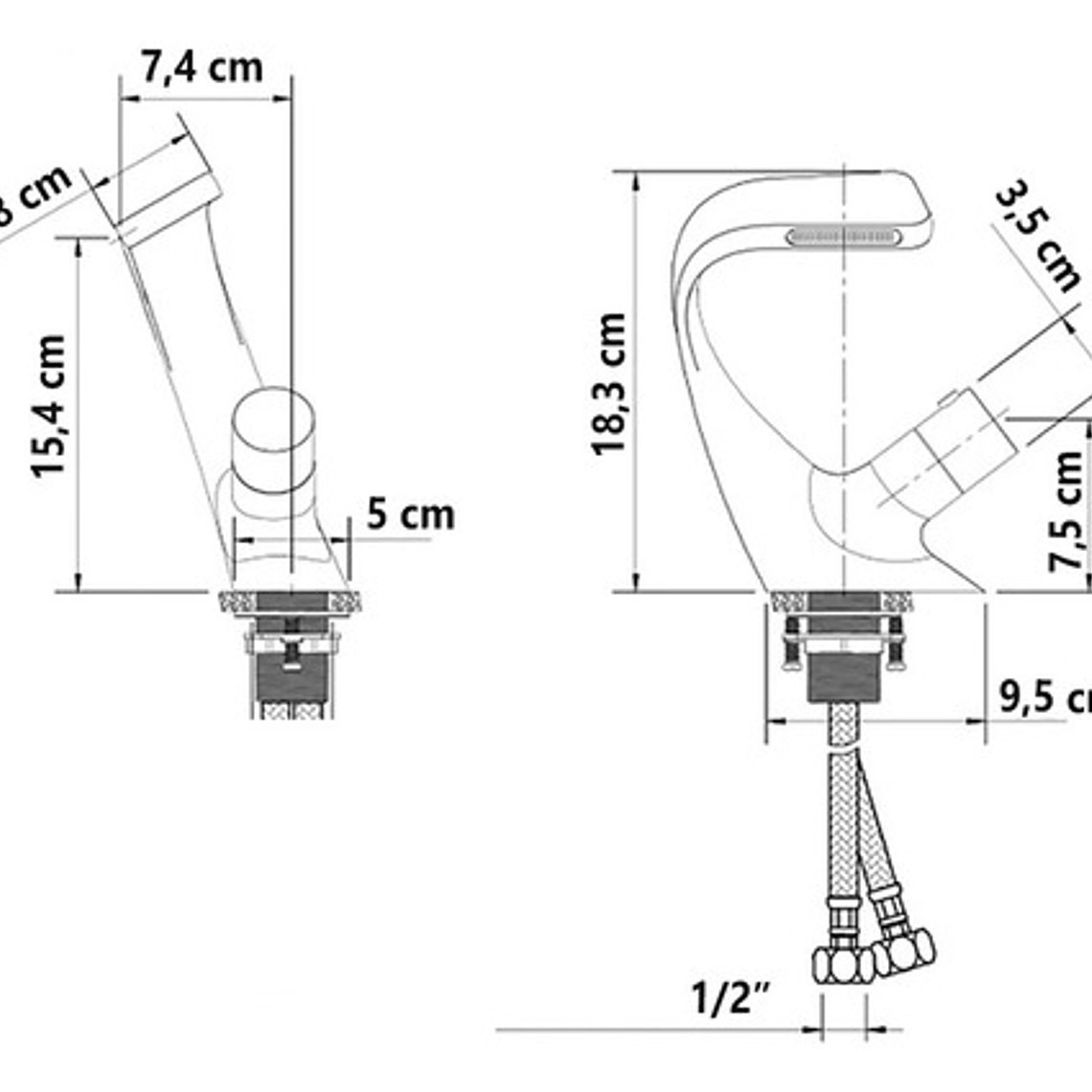 Llave Para Lavamanos Agua Fría Y Caliente Incluye Mangueras  5