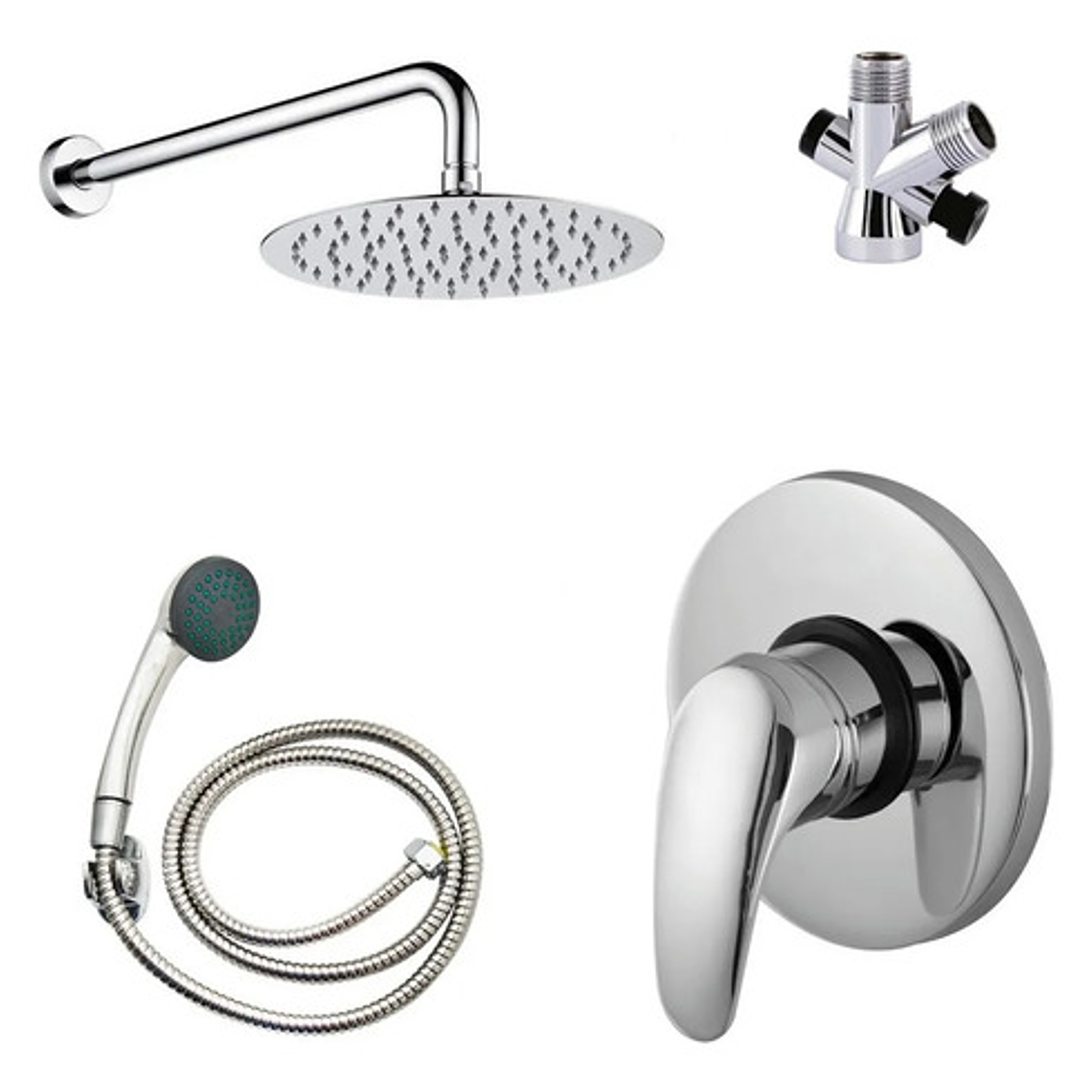 Regadera Metálica 15x15+mezclador Ducha+desviador+teleducha 1