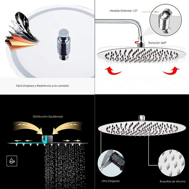 Regadera Metálica 15x15+mezclador Ducha+desviador+teleducha 6