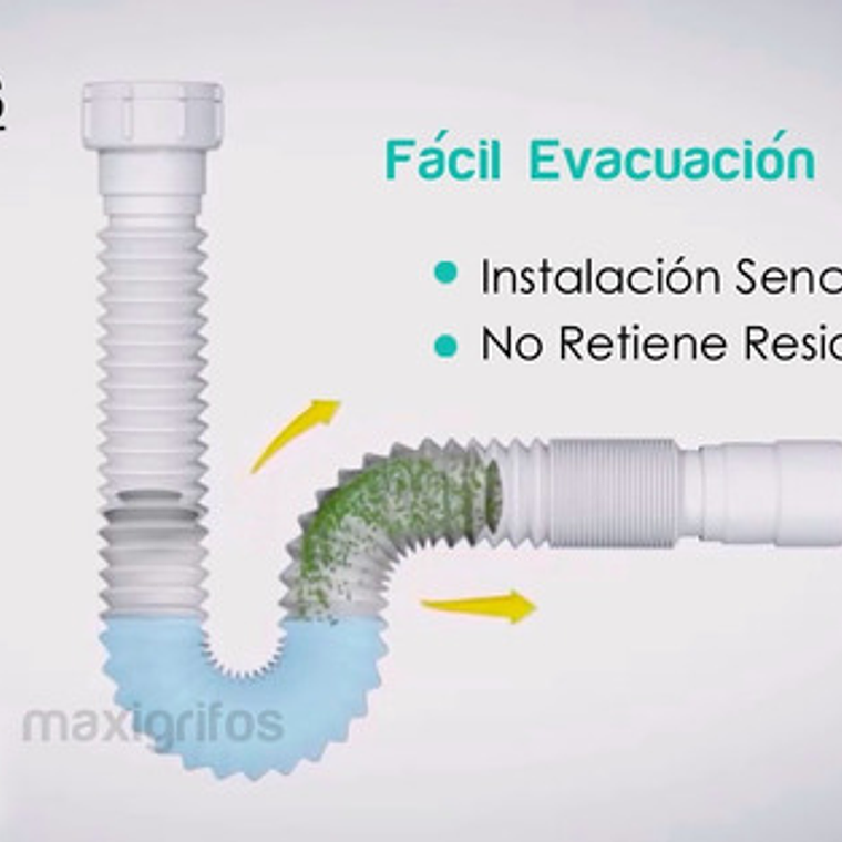 Desagüe O Sifón De Push De Lujo Con Sifón Flexible Blanco 7