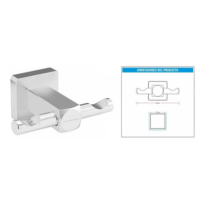 Perchero Gancho Para Baño Cuadrado En Aluminio