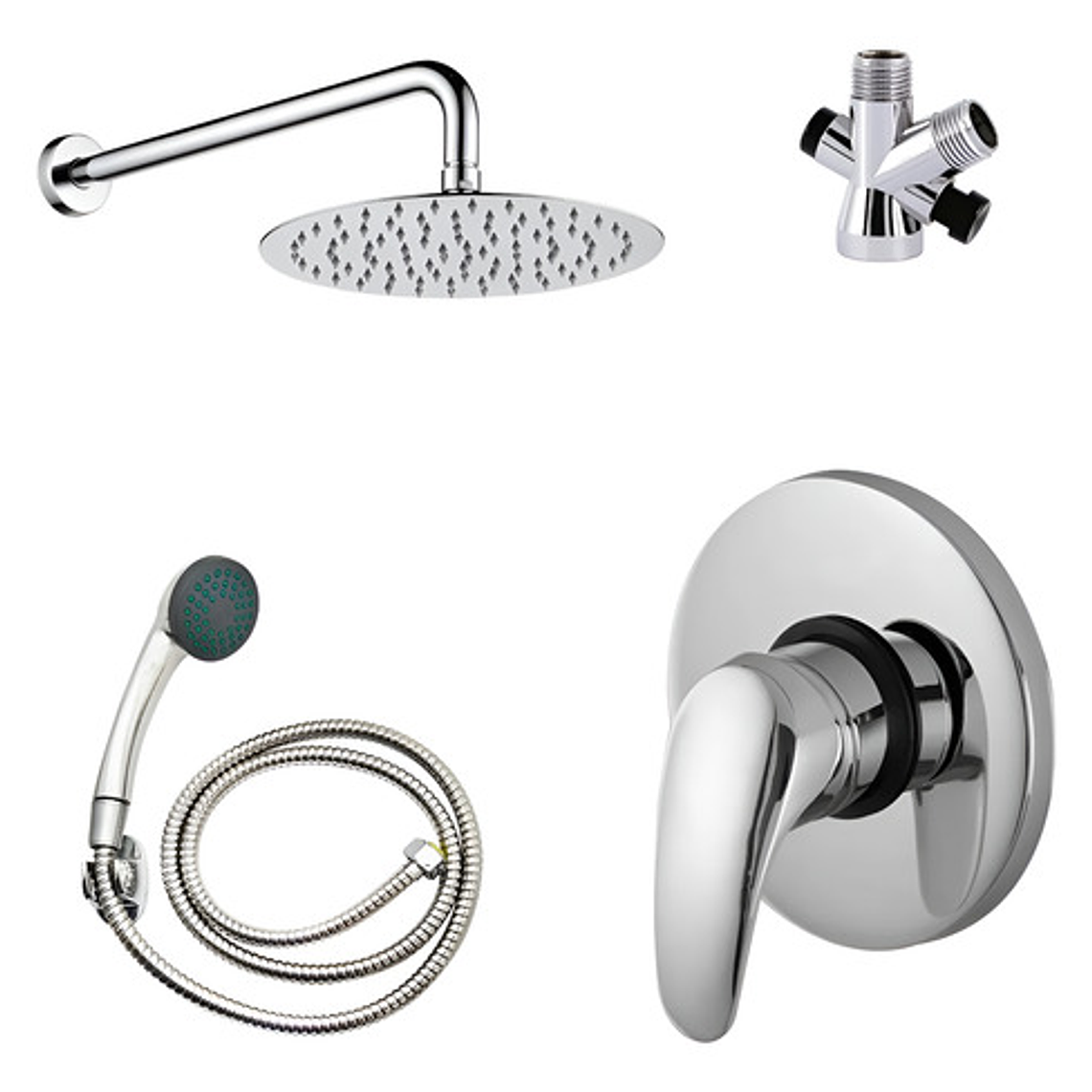 Regadera Metálica 20x20+mezclador Ducha+desviador+teleducha 1