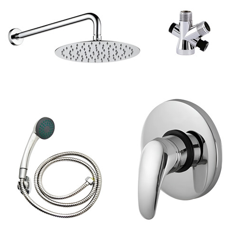 Regadera Metálica 20x20+mezclador Ducha+desviador+teleducha 1