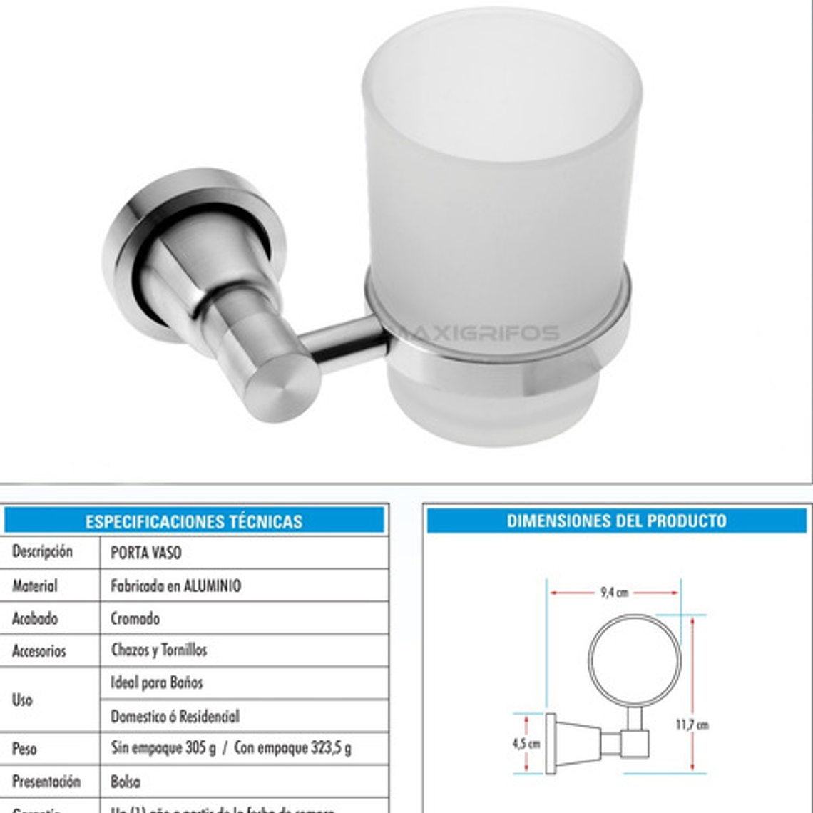 Portacepillo Vaso Boccherini Cepillera Aluminio Pared Satinado 6 Cepillos 2