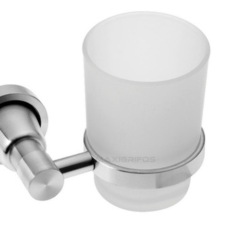 Portacepillo Vaso Boccherini Cepillera Aluminio Pared Satinado 6 Cepillos 4