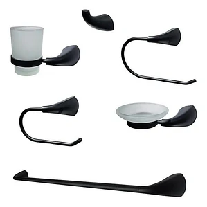 Set Accesorios Para Baño Negro Mate En Acero Inoxidable