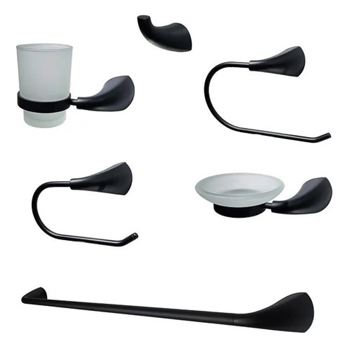 Set Accesorios Para Baño Negro Mate En Acero Inoxidable 1
