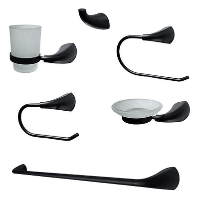 Set Accesorios Para Baño Negro Mate En Acero Inoxidable