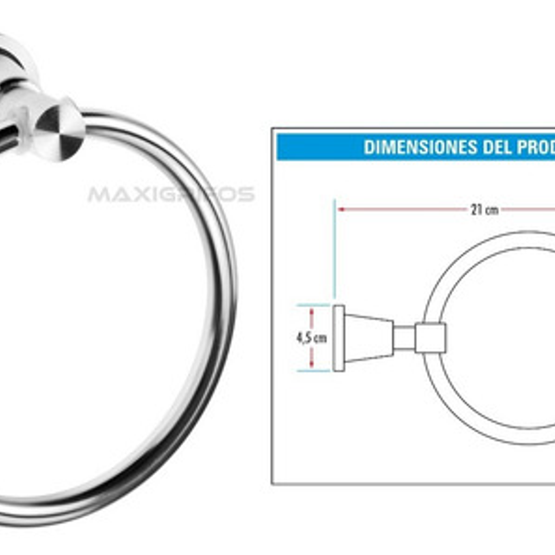 Toallero De Manos En Aluminio Color Plateado 3