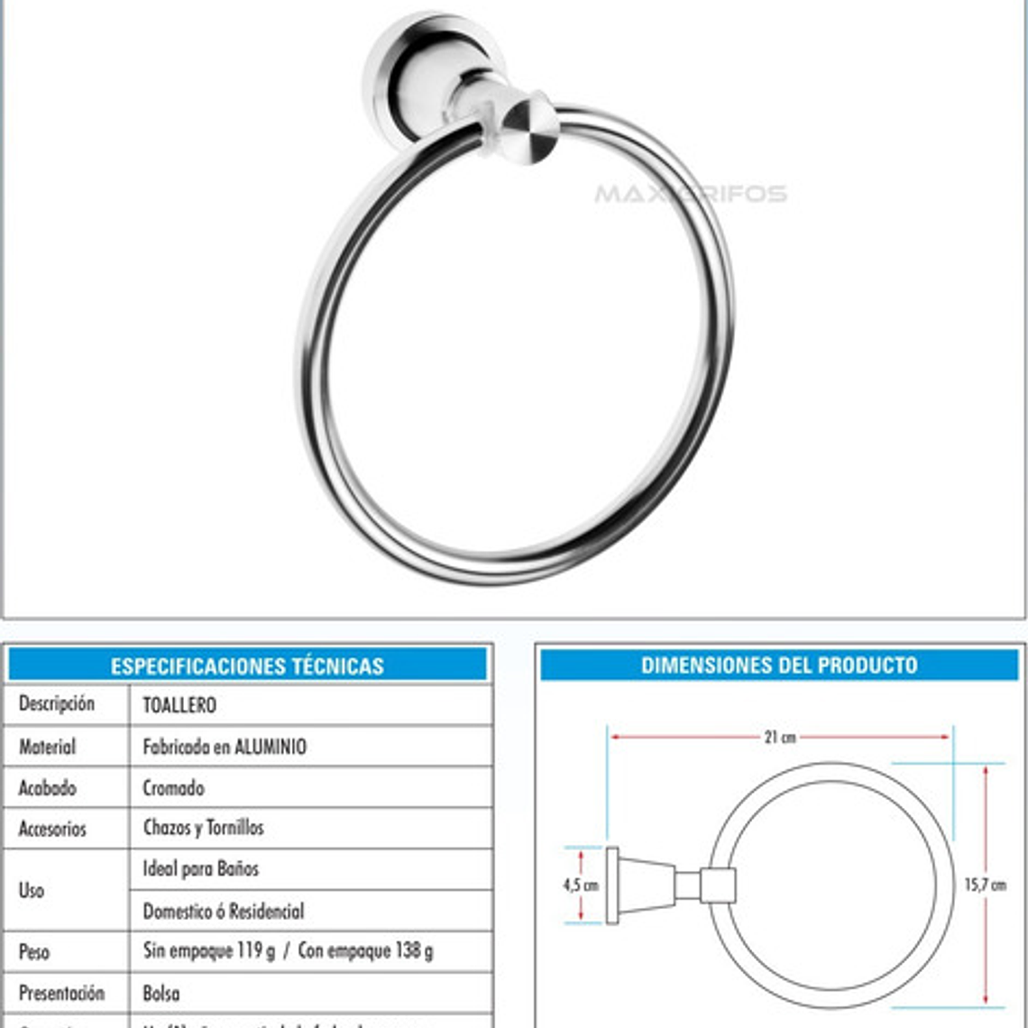 Toallero De Manos En Aluminio Color Plateado 5