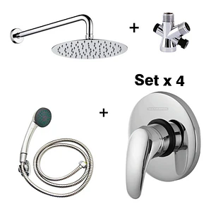 Regadera Metálica 25x25+mezclador Ducha+desviador+teleducha
