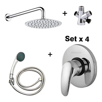 Regadera Metálica 25x25+mezclador Ducha+desviador+teleducha