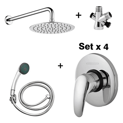 Regadera Metálica 25x25+mezclador Ducha+desviador+teleducha