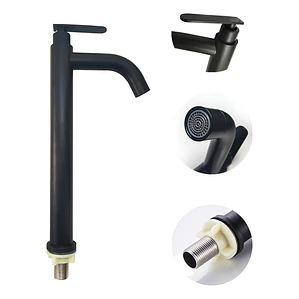 Llave Grifo Lavamanos Negra Alta En Acero Inoxidable