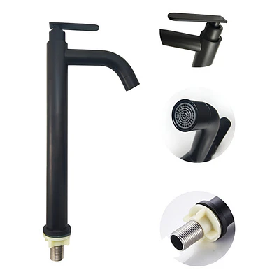 Llave Grifo Lavamanos Negra Alta En Acero Inoxidable