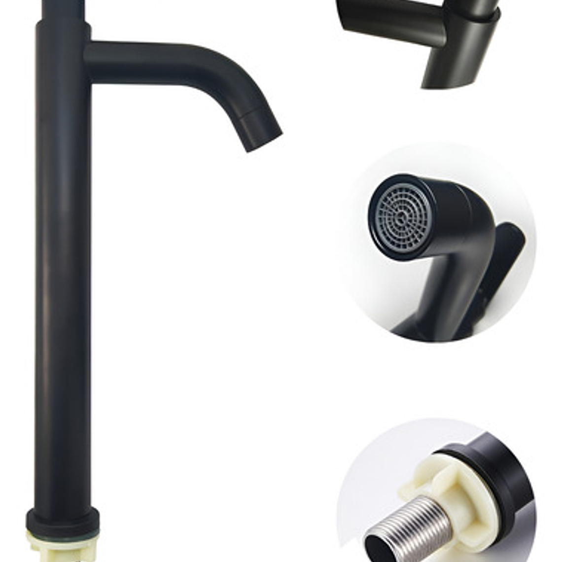 Llave Grifo Lavamanos Negra Alta En Acero Inoxidable 1