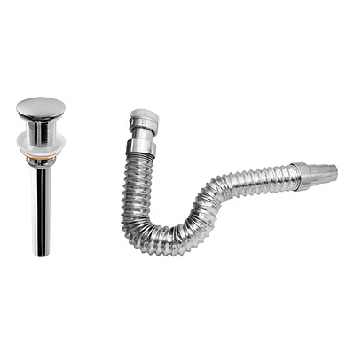 Desagüe O Sifon De Push De Lujo Con Sifón Flexible Cromado