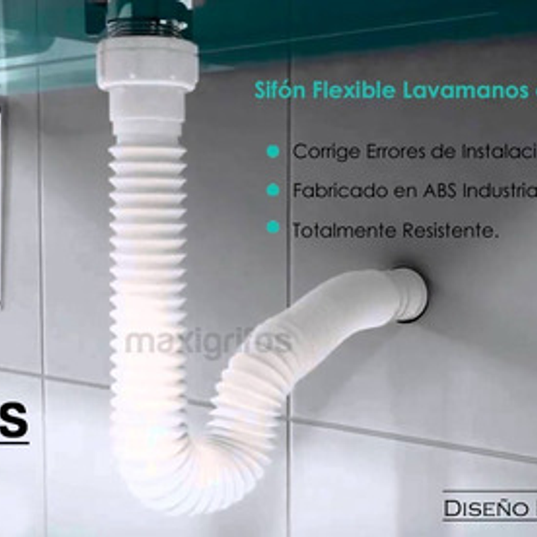 Desagüe O Sifon De Push De Lujo Con Sifón Flexible Cromado 7