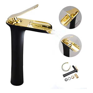 Grifo Lavamanos Monocontrol Dorado Tipo Cascada 