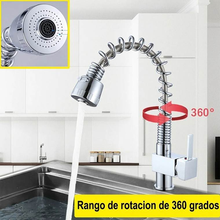  Llave Grifo Lavaplatos Monocontrol Cuadrado Extraíble Lujo 5