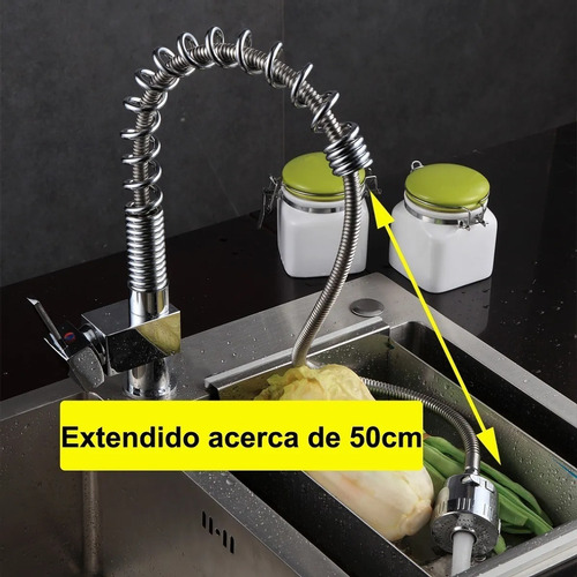  Llave Grifo Lavaplatos Monocontrol Cuadrado Extraíble Lujo 7