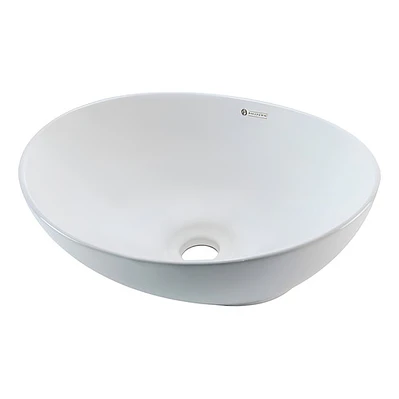 Lavamanos Ovalado Blanco Cerámica De Sobreponer 13,3x41x33
