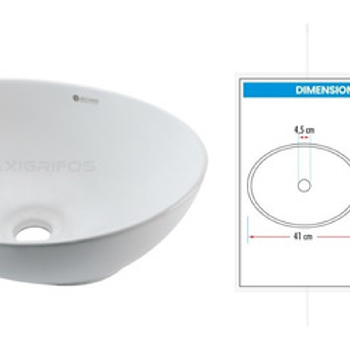 Lavamanos Ovalado Blanco Cerámica De Sobreponer 13,3x41x33 7