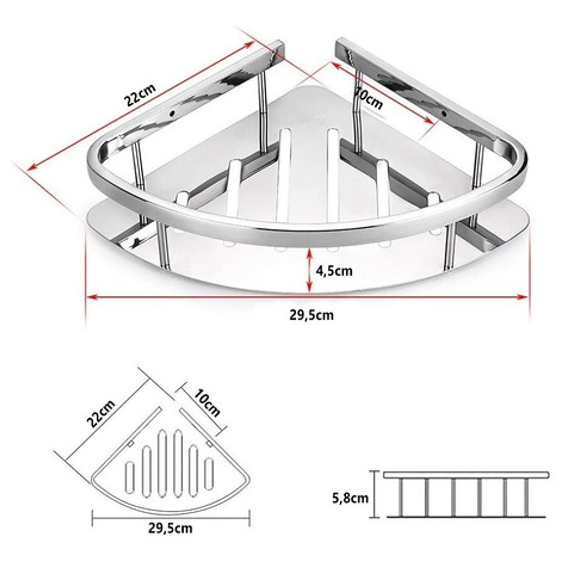 Repisa O Estante Flotante Para Baño Esquinera Metálica 5