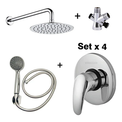 Regadera Metálica 20x20+mezclador Ducha+desviador+teleducha