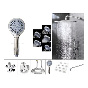 Combo X 3 Ducha Cuadrada 25x25, Ducha Teléfono Y Desviador
