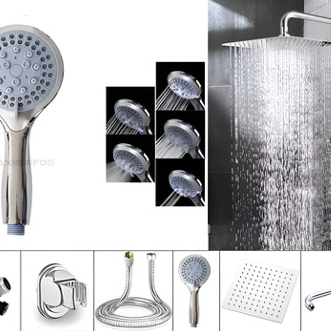 Combo X 3 Ducha Cuadrada 25x25, Ducha Teléfono Y Desviador 1