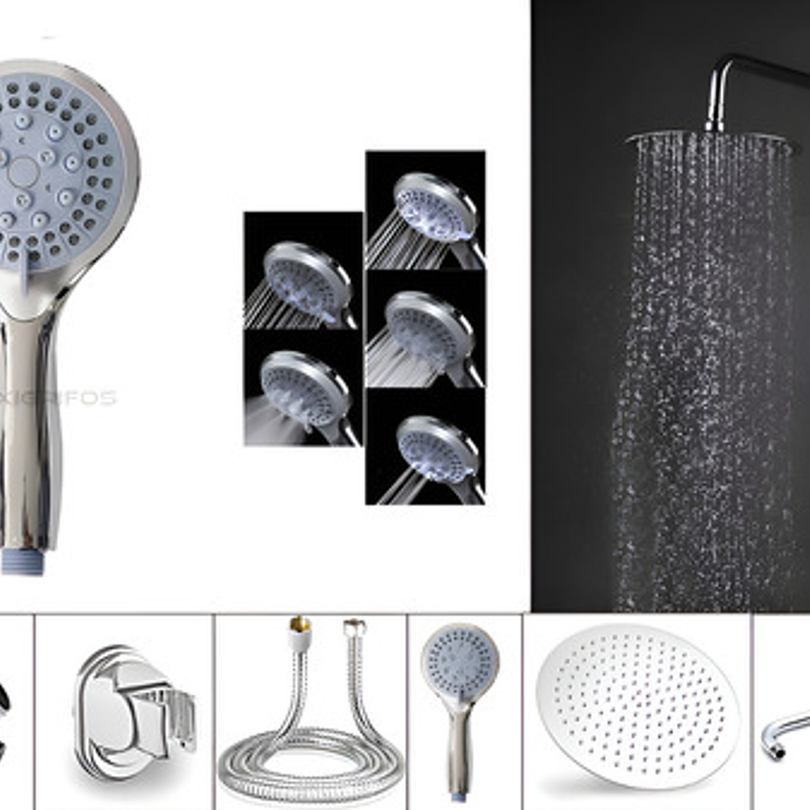 Combo X 3 Ducha Metálica 15x15, Ducha Telefono, Desviador 1
