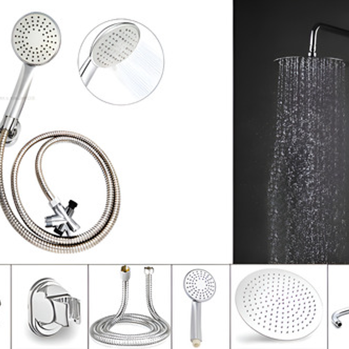Combo X 3 Regadera Metálica 15x15, Ducha Telefono, Desviador 1