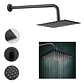 Regadera Negra Ducha Metálica 20x20 Cuadrada Incluye Tubo - Miniatura 1