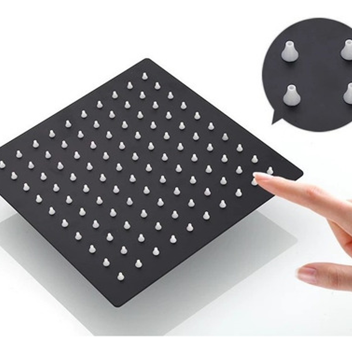 Regadera Negra Ducha Metálica 20x20 Cuadrada Incluye Tubo 4